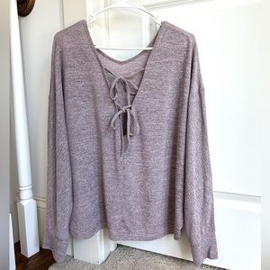 Frenchy Solid Tie Back Drop Shoulder Tee